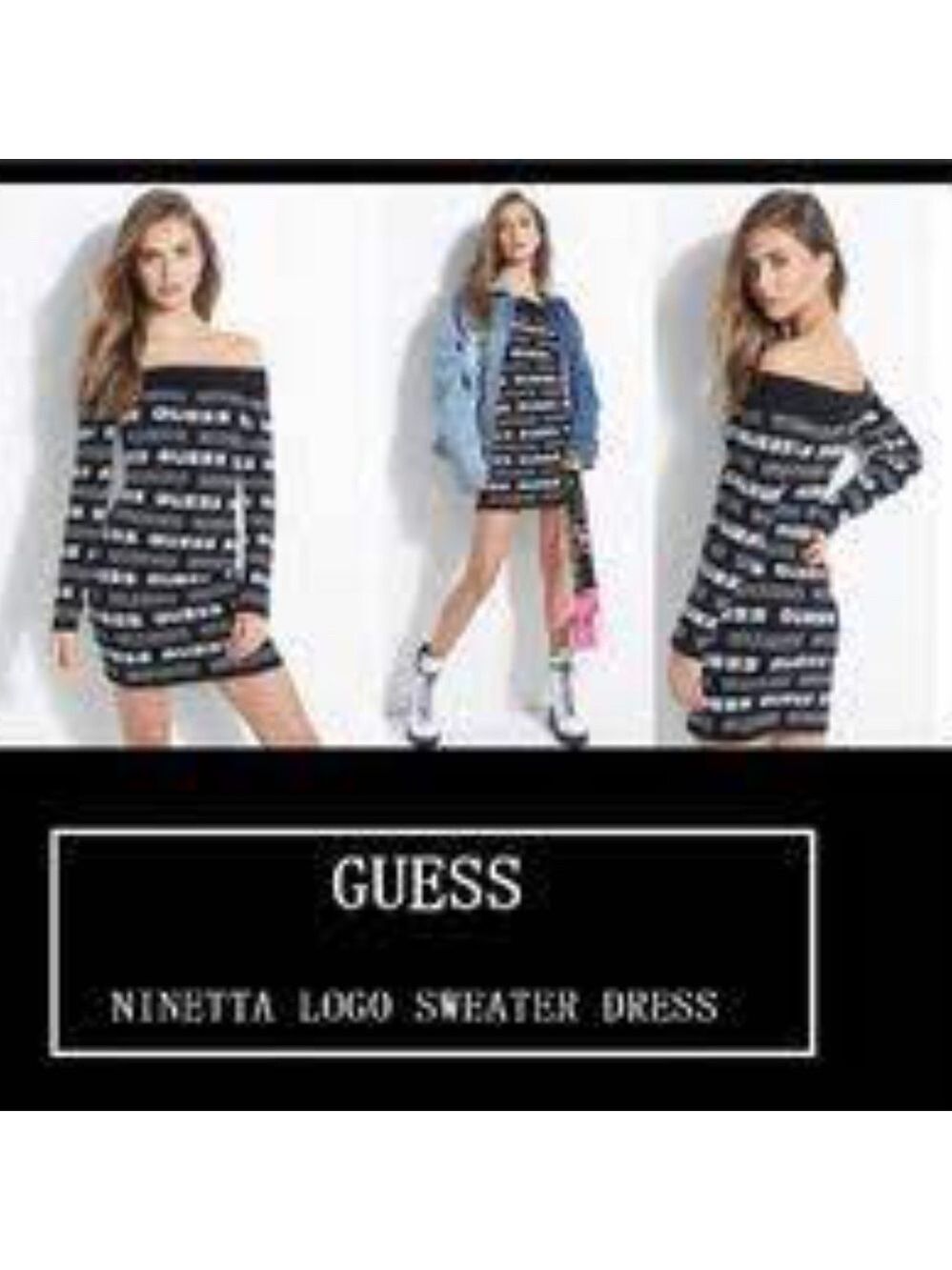 GUESS Ninetta Logo Off-The-Shoulder Dress